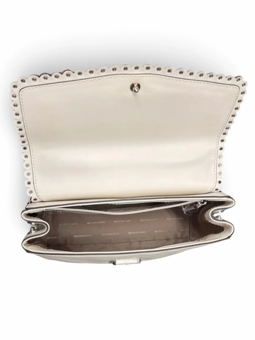 Michael Kors White Leather Ava Top-Handle Crossbody Satchel Bag Medium EUC